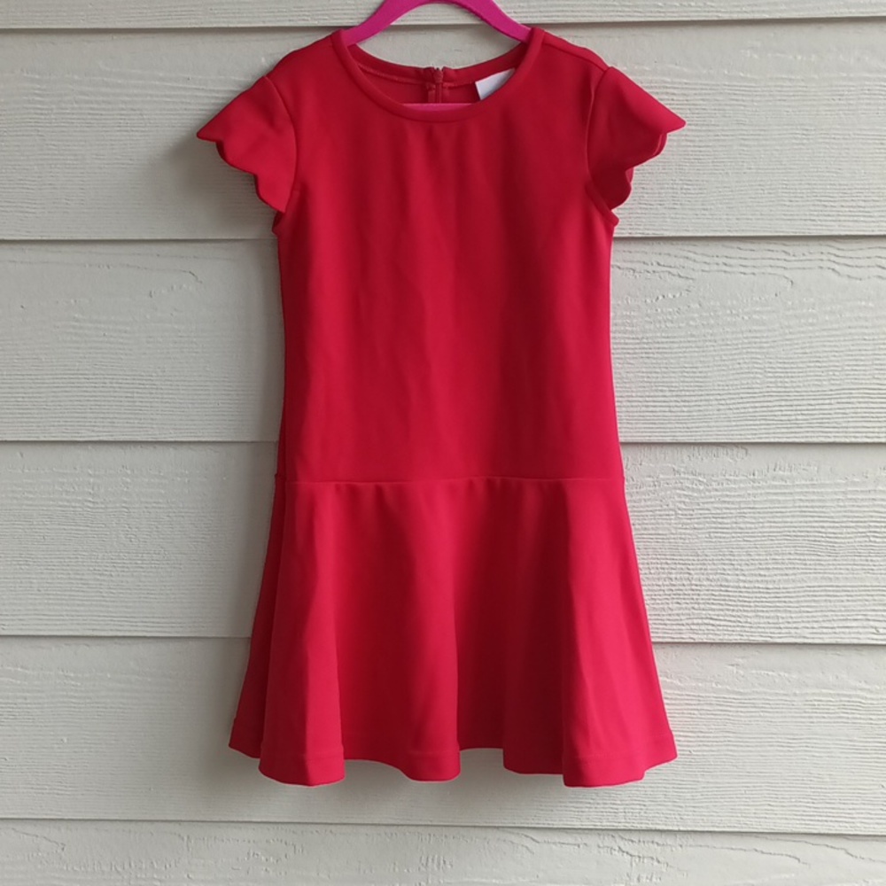 Florence Eiseman Red Flutter Sleeve Fit-and-Flare Dress
